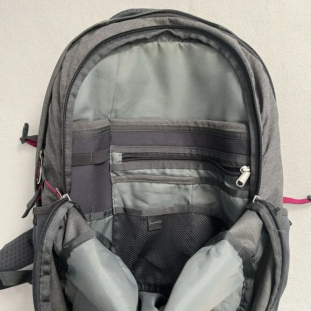 The North Face TNF Gray Magenta Pink Borealis Laptop School Hiking Backpack Bag
